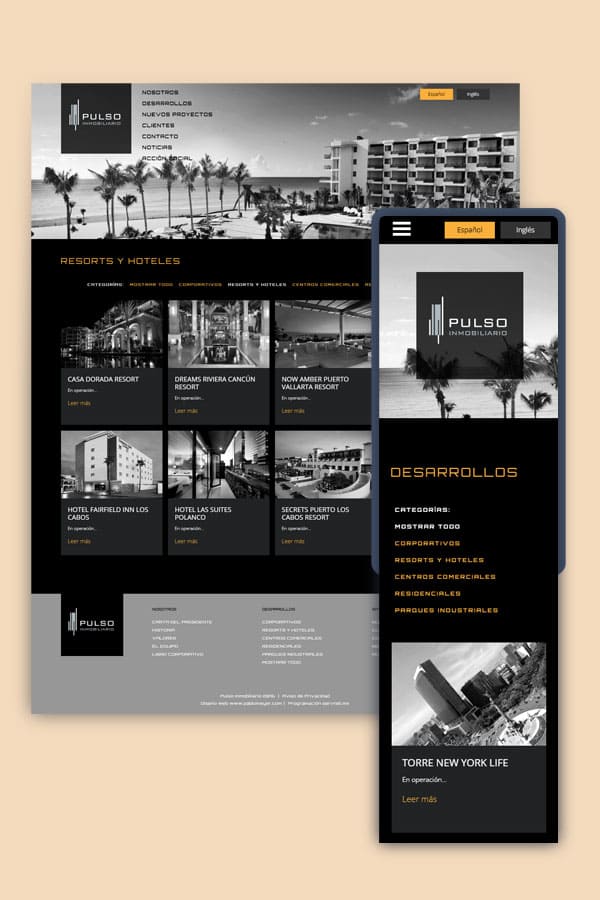 Maquetación web para empresa del sector inmobiliario